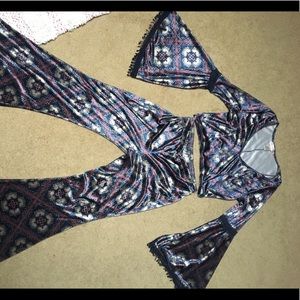 Two piece crop top velvet flow/ festival outfit